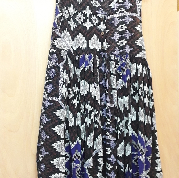 Free People Black Purple take me to thailand Geometric Aztec Print dress - Picture 11 of 15